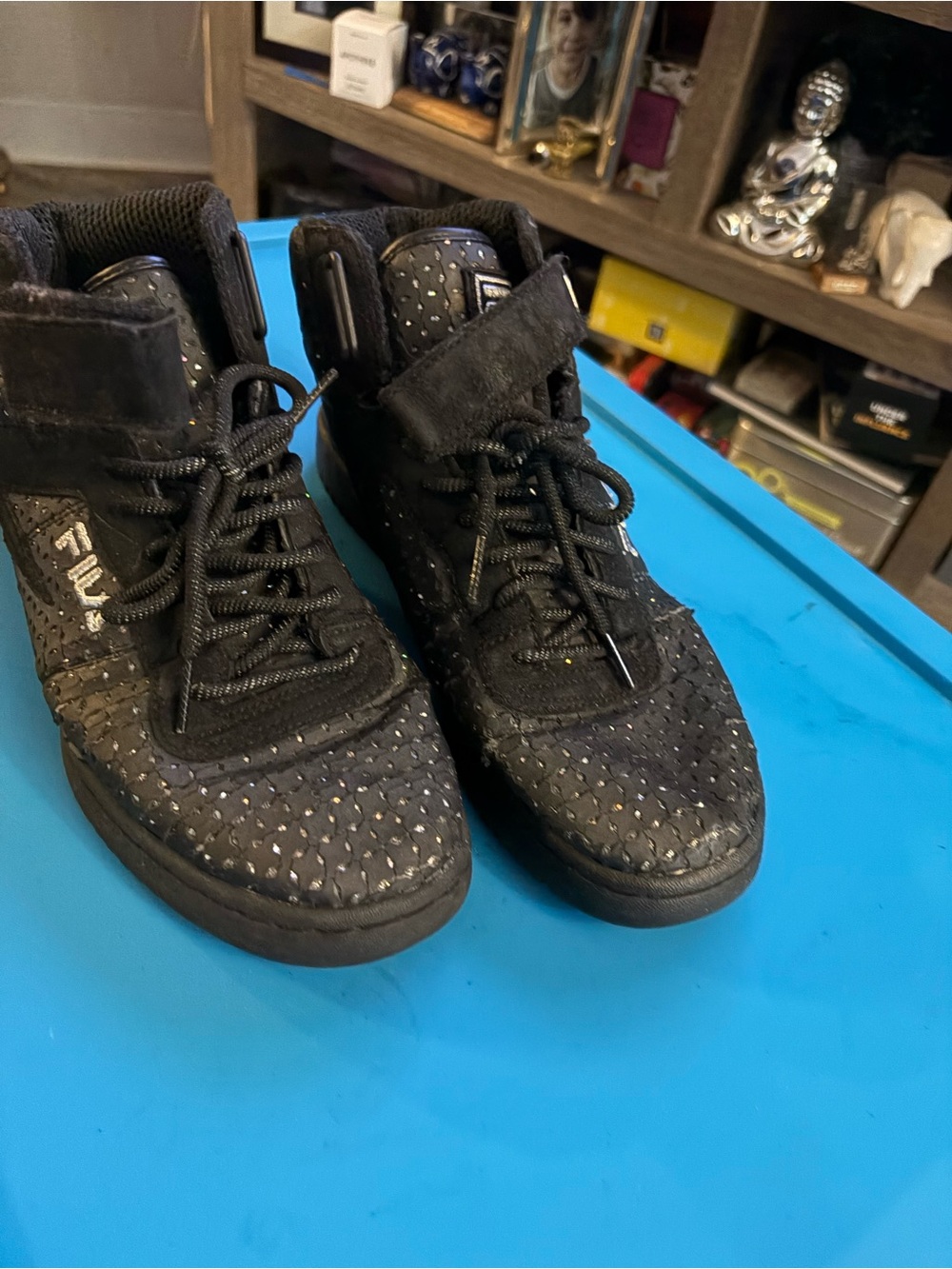 Fila Black High-Top Sneakers with Subtle Stud Accents